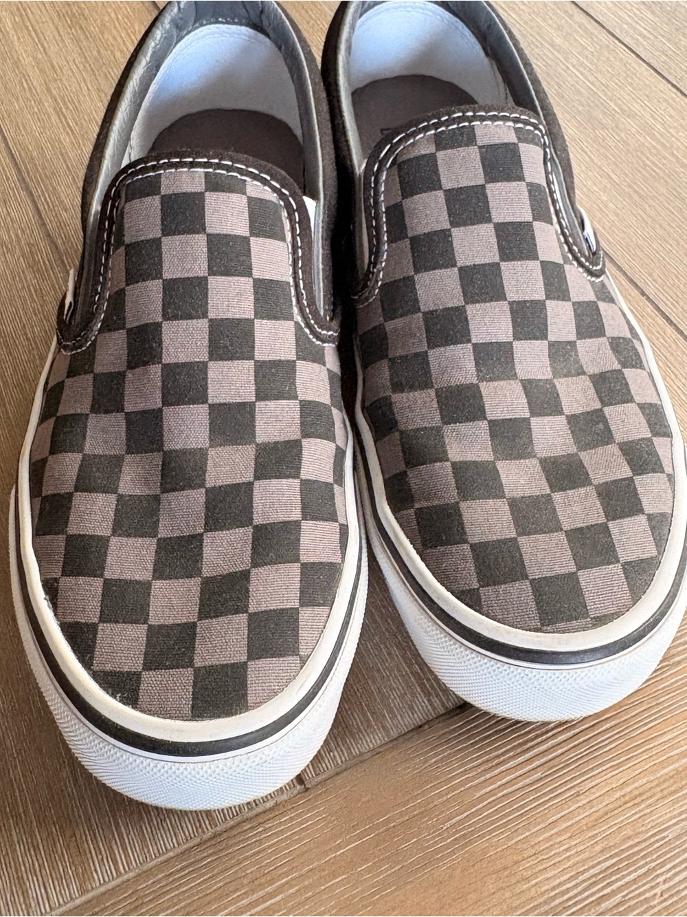 ✨Vans Women's Slip-On Checkerboard Canvas Loafers - Gray& Black✨ Worn twice